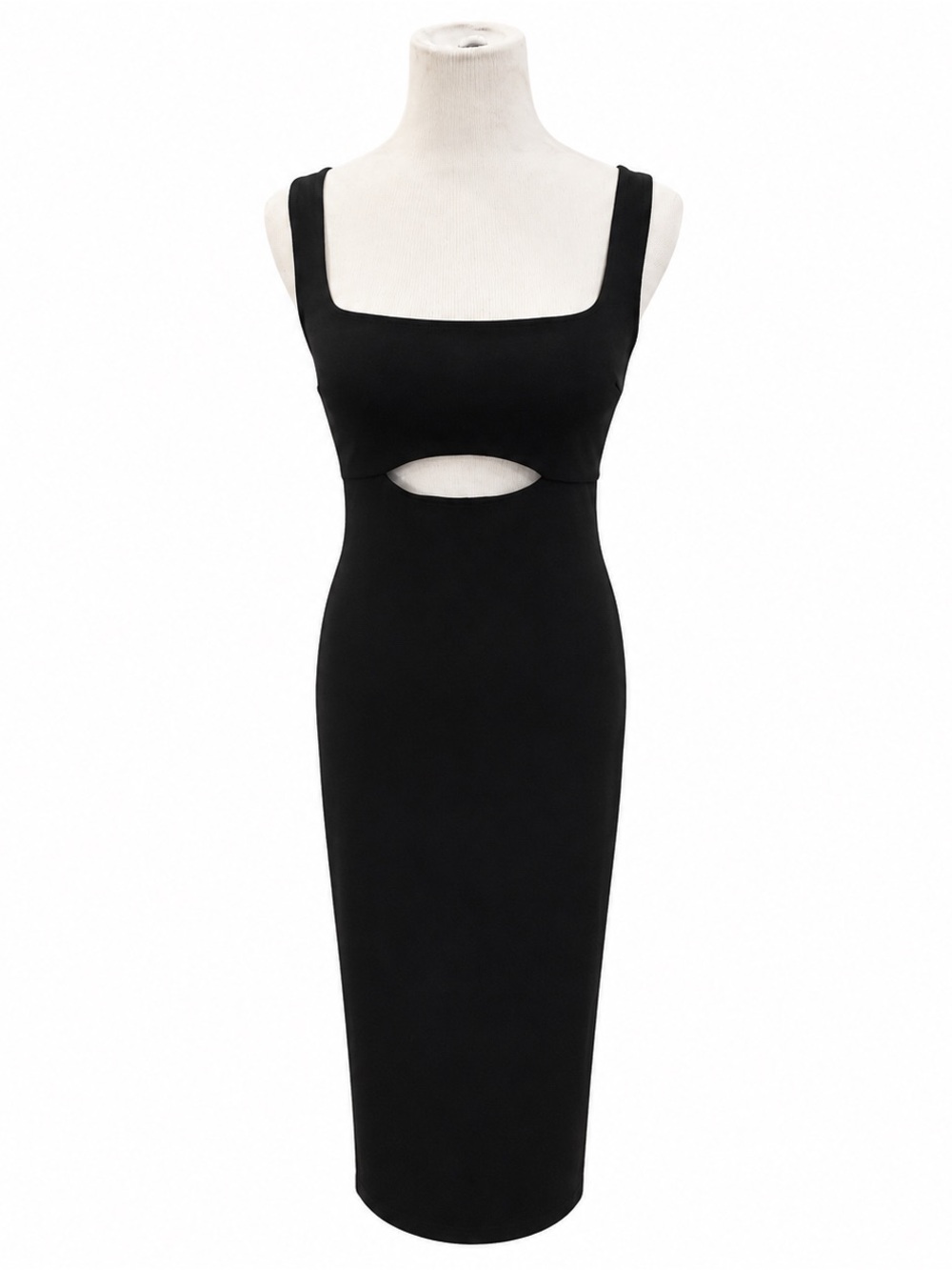 Lulu's Black Cutout Midi Dress with Square Neck